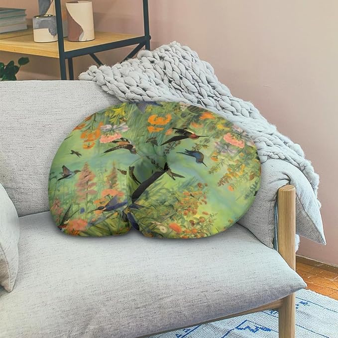Flower Bush Bird Nursing Pillow Covers Slipcovers for Breastfeeding Moms, Ultra Soft Breathable Feeding Pillow Slipcover for Baby Boy Girl