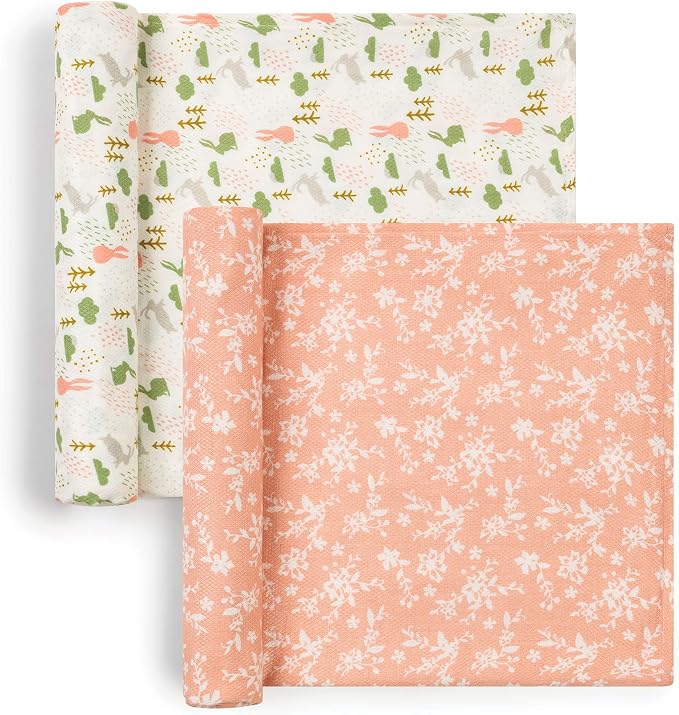 Tiny Twinkle Kaffle Swaddle Blanket 2-Pack - Soft and Silky Baby Blanket to Wrap and Swaddle Newborns, Sized 47 x 47(Blush)