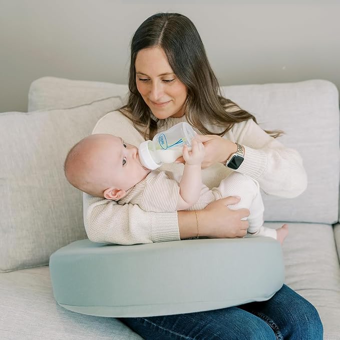 Dr. Brown's Feeding Support Pillow with Cover, Storm Green & Anti-Colic Options+ Narrow Glass Baby Bottle, 4 oz/120mL, 1-Pack