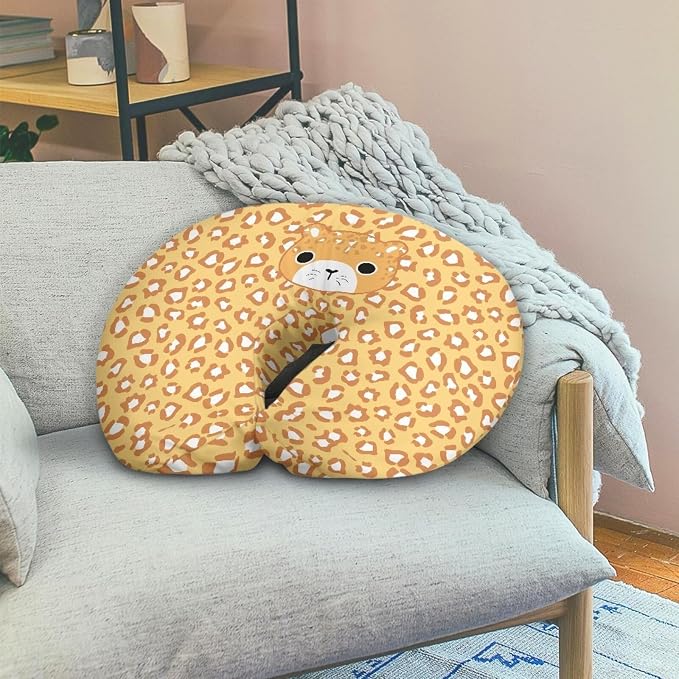 Cat Leopard Bottlefeeding Pillow Detachable Newborn Original Breastfeeding Slipcover Case and Positioner U-Shaped Head Support Protector Cushion Essential with Hidden Zipper Easy to Use