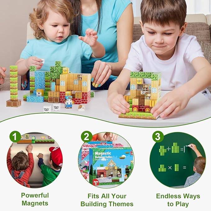 400PCS Magnetic Blocks, Magnetic Building Blocks, 0.78in Magnetic Building, STEM Game Stacking Toys for Kids, Birthday Gifts for Boys and Girls Age 3+ Years Old