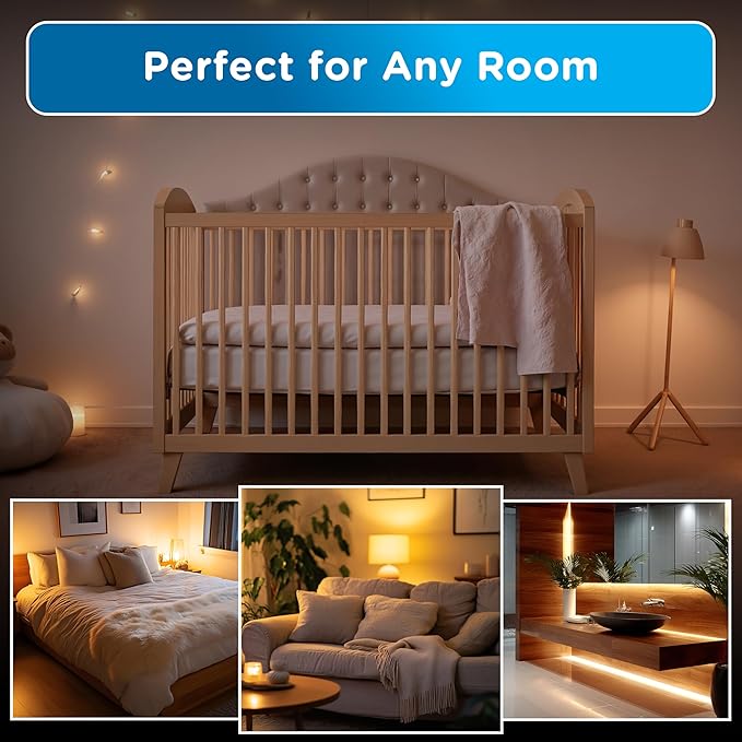 Enbrighten SleepLite LED Night Light Motion Sensor Nightlight Dusk to Dawn Amber Lights Ambient Lighting Room Decor for Bedroom Baby Nursery Bathroom Brushed Nickel 2 Pack