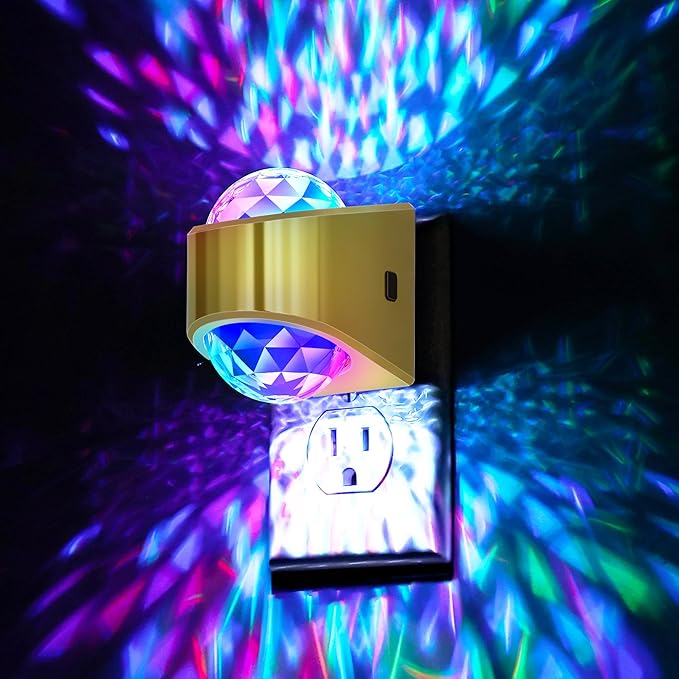 Night Lights Plug into Wall, Star Projector for Bedroom, Gold Night Light Projector for Kids, 9-Color RGB Galaxy Nightlight with Dusk to Dawn Sensor for Bathroom, Home Gaming Room Decor Gifts