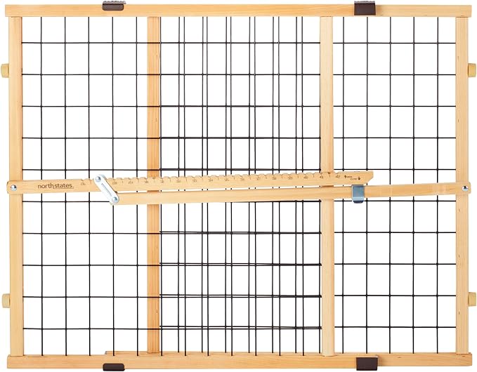 MYPET Wire Mesh Dog Gate: 26.5"-42" Wide Pressure Mounted with No Tools; Expandable, Durable Pet Gates for Doors and Hallways, 23" Tall, Made with Sustainable Hardwood