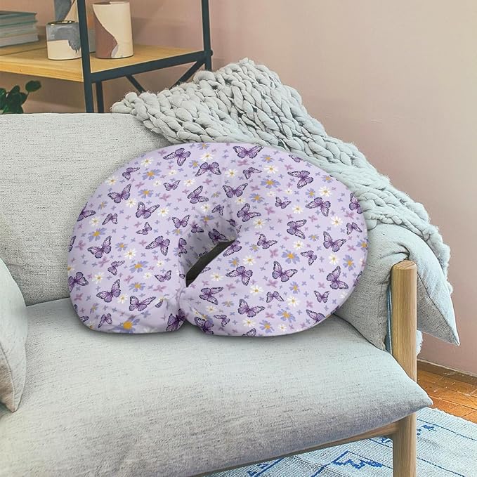 Nursing Pillow Cover Girls, Lounger Pillow Covers for Boy Girl 0-12 Months Baby Nursing Pillow Covers Crescent-Shaped - Butterfly