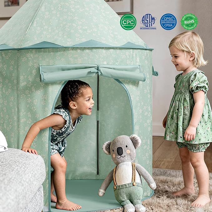 Tiny Land Kids Play Tent ??Cute GreenTent for Kids Indoor, Portable Toddler Tent for Girls & Boys, Fun Playhouse Toy for Imaginative Play, Perfect Toys Gifts for 2 Year Old Girl & Boy