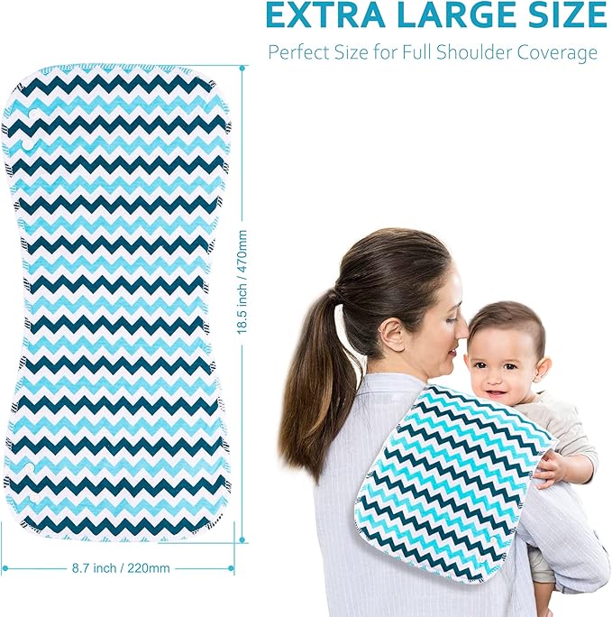 2-in-1 Burp Cloths and Baby Bibs - 6 Pack Large Super Absorbent Soft Cotton Burping Cloths for Spit Up, 3 Layers Thick Baby Burp Rags for Girls & Boys