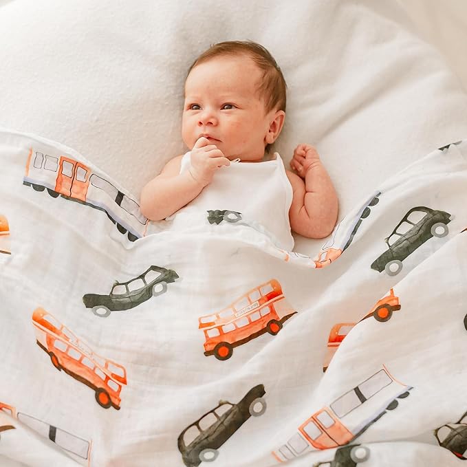 Baby Swaddle Blanket, Pure 100% Cotton, 3 Pack, Muslin Blanket for Boys & Girls, Baby Receiving Swaddle (So British)