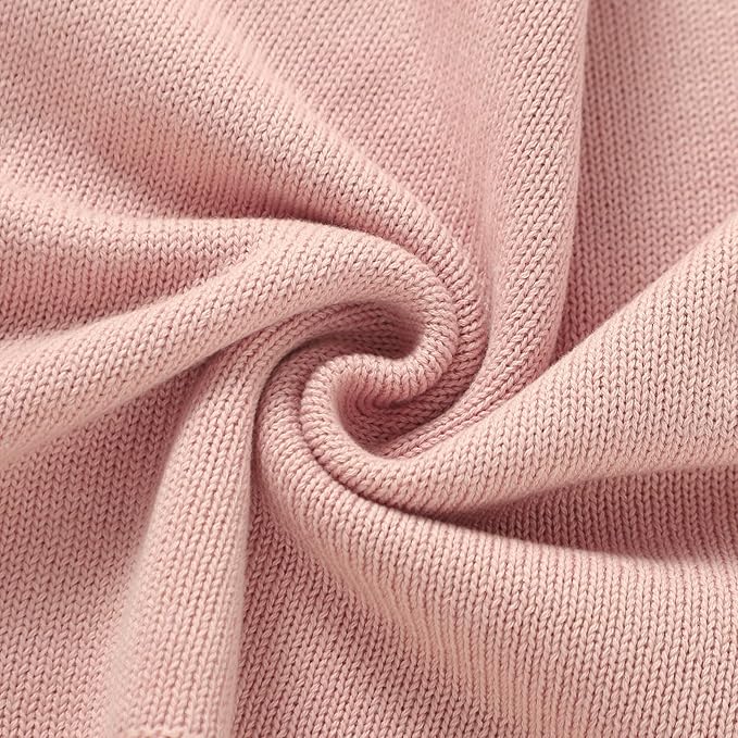 Hadetoto Baby Blanket Soft Cozy Cotton Cable Knit Crochet Receiving Crib Nursery Swaddling Blankets for Newborn Boys Girls (Baby Pink)