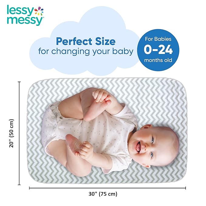 Portable Diaper Changing Mat - Extra Large Waterproof Travel Changing Pad | Machine Washable & Dryer Safe | Wipeable Baby Changing Mat for Nursery, Car, & On-The-Go (Grey)