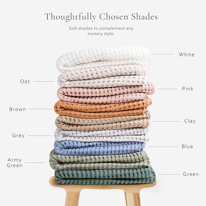 Konssy Waffle Baby Blanket - Soft & Cozy Nursery Swaddle Blanket, Lightweight Toddler Throw for Boys & Girls, Ideal for Wrapping(Green)