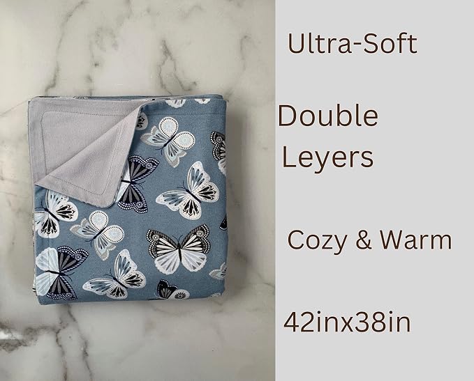 Leyl&Ari Flannel Baby Blanket (Butterfly) | Winter Blankets for Baby Boy and Girls | Toddler Crib Blanket | Made in USA
