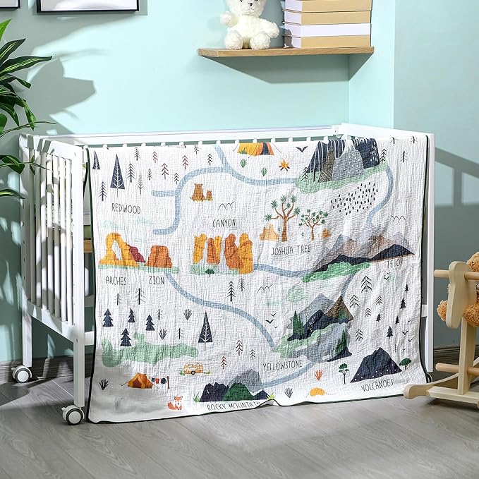 SmoothNovelty National Parks Muslin Blanket 47 x 47 Inch Warm Soft Cotton Muslin Swaddle Blanket Nursery Swaddling Wrap Quilt for Bedding Gift, Cold Weather, Adventure Hiking Camping Lovers