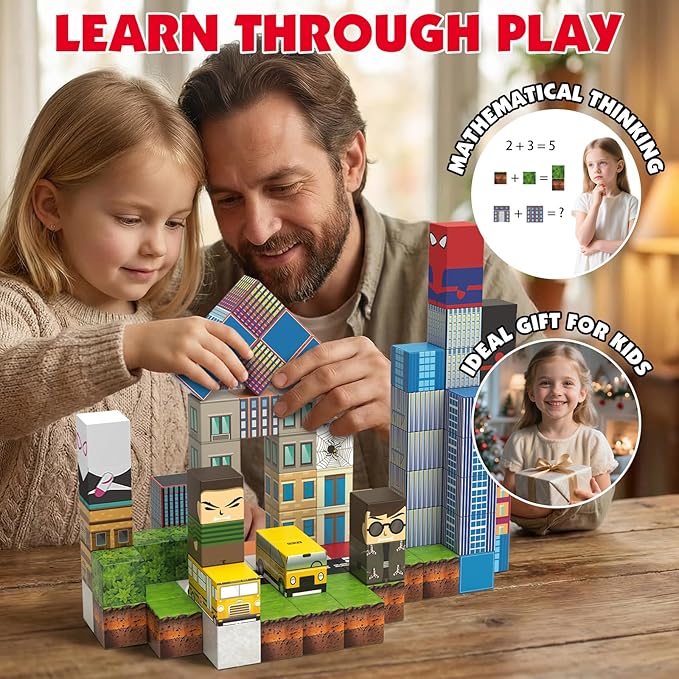AIDYVOI 100PCS Magnetic Blocks Set - 0.8inch Magnetic Building Blocks for Kids Age 3+, Sensory Stacking Toys for Boys & Girls, Spider Toys Magnet Cube Creative Educational Gift