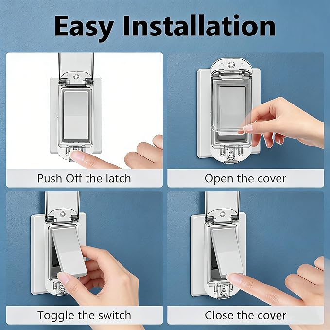 ZEFTV 2 Pack Light Switch Guard Cover Child Safe Wall Switch Cover Guard for Rocker Light Switches Electrical Outlet Receptacle Covers Guard