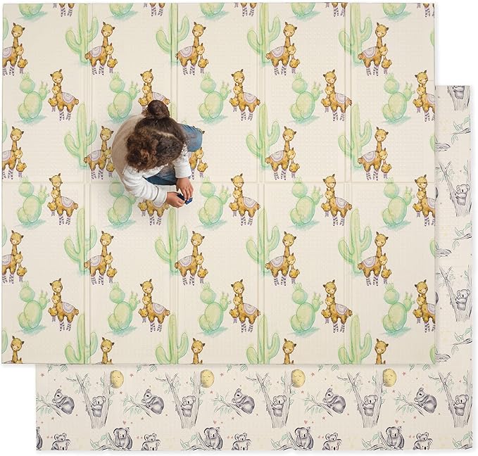 JumpOff Jo Foldable Foam Play Mat ??Large Waterproof Baby & Toddler Activity Floor Mat, Double-Sided 70 x 59 Inch Play Surface