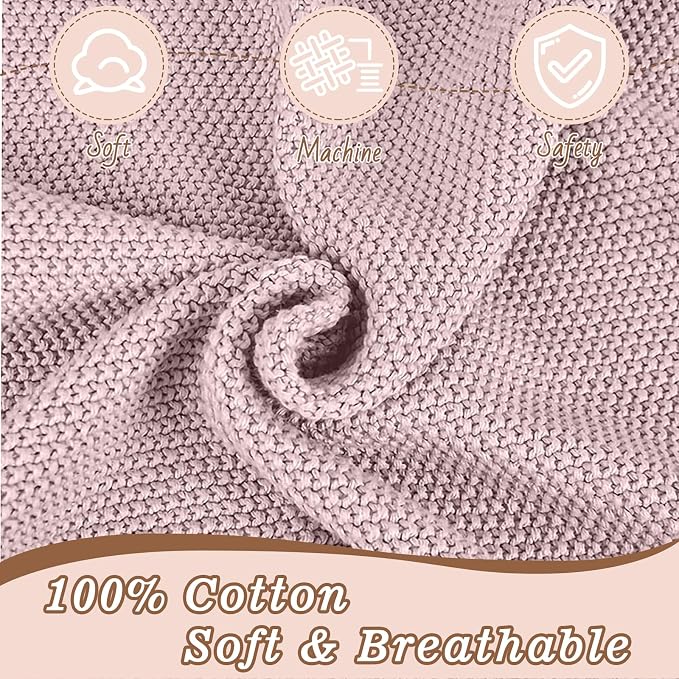 YOYI YOYI Cotton Baby Blanket Toddler Blankets Soft Warm Breathable Nursery Swaddling Blankets for Girls and Boys Receiving Blanket for Crib, Stroller, car31x40 inches (Dusty Rose)
