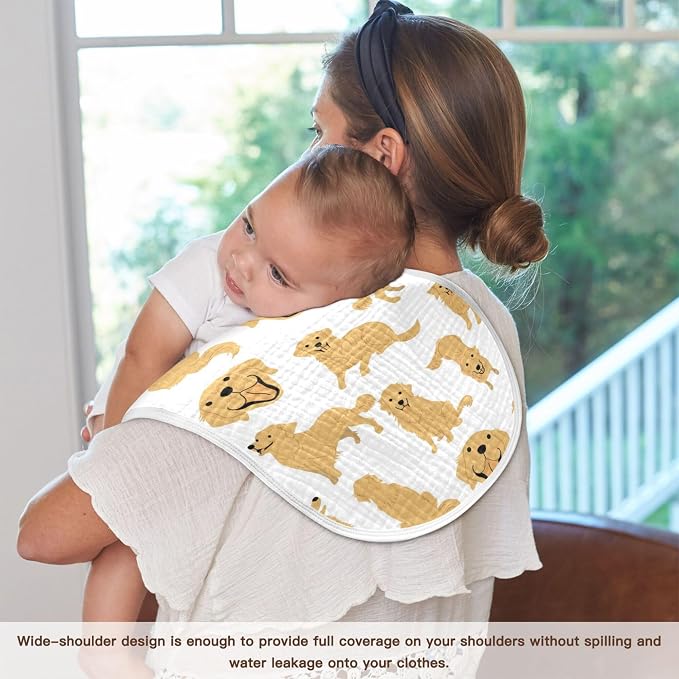 Golden Retriever Dog Muslin Burp Cloths for Baby 1 Pack Soft 100% Cotton Baby Washcloths Bibs for Boy Girl