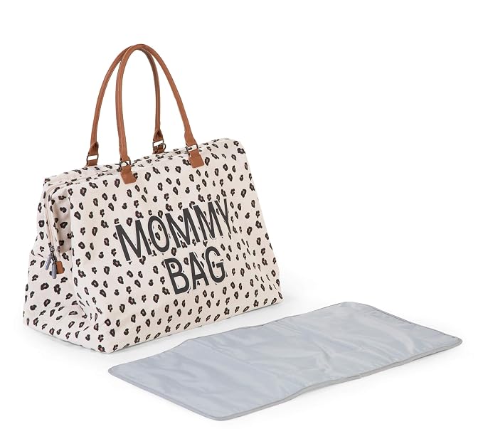 Childhome The Original Mommy Baby Travel Bag, Large Baby Diaper Bag, Hospital Bag, Tote Bag, Pregnancy Must Haves (Canvas Leopard)