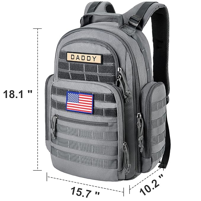 SHARKMOUTH Diaper Bag Backpack for Dad and Mom, Military Molle diaper Pack with Insulated Bottle Holders and Wipe Pocket