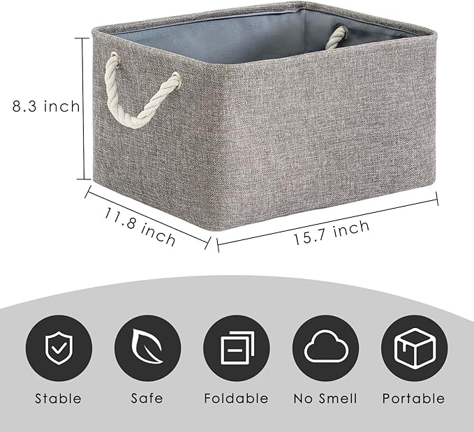 TheWarmHome Storage Bins - 3PCS Fabric Storage Baskets for Organizing Shelves | Large Basket Closet Organizer for Home Shelf Dog Laundry Organization | Collapsible Storage Cubes W/Handles