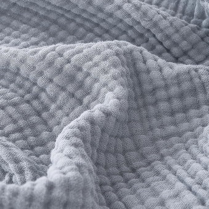 EMME Muslin Baby Blankets 100% Cotton 4-Layer Swaddle 40"x50" Lightweight Soft Breathable for Toddler, Infant, Newborn All Season Gauze Blanket, Dusty Blue