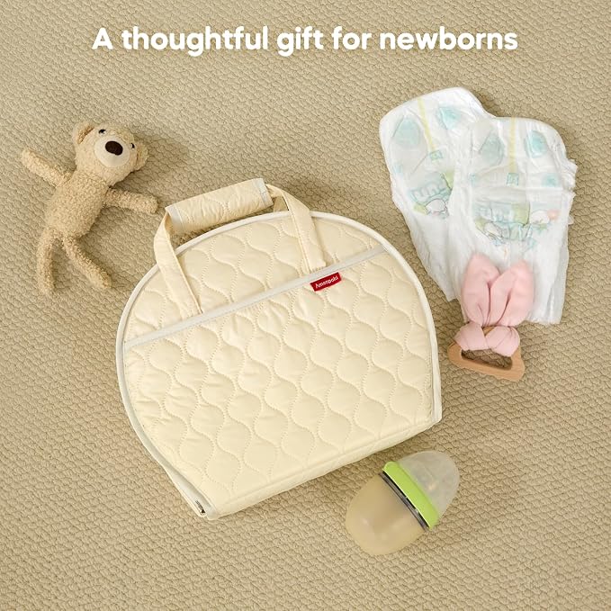 Portable Waterproof Leather Diaper Changing Pad Compact for Travel Diaper Bag, Easy Clean, Newborn Baby, Beige
