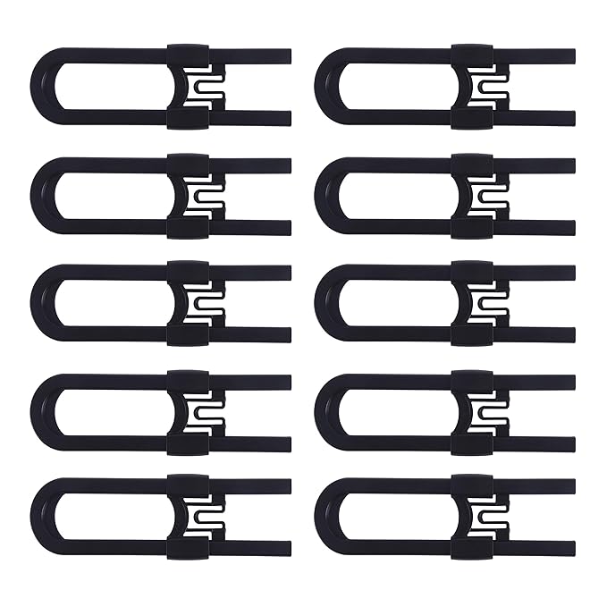 Sliding Cabinet Locks Baby Proofing ??Adjustable Child Safety Latches for Knobs & Handles ??10 Pack ??No Adhesive Drilling or Tools - Black