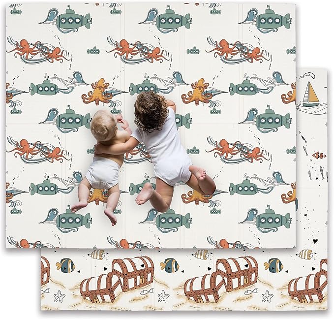 JumpOff Jo Foldable Foam Play Mat ??Large Waterproof Baby & Toddler Activity Floor Mat, Double-Sided 70 x 59 Inch Play Surface