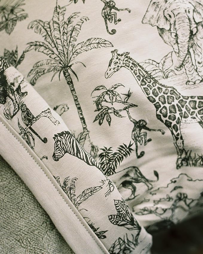 Oilo Safari Baby Blanket, Safari Animals Baby Blanket with Ultra, Soft Plush Backing & Organic Cotton Jersey Print, Double, Layered 30x40 Blanket for Newborns & Toddlers