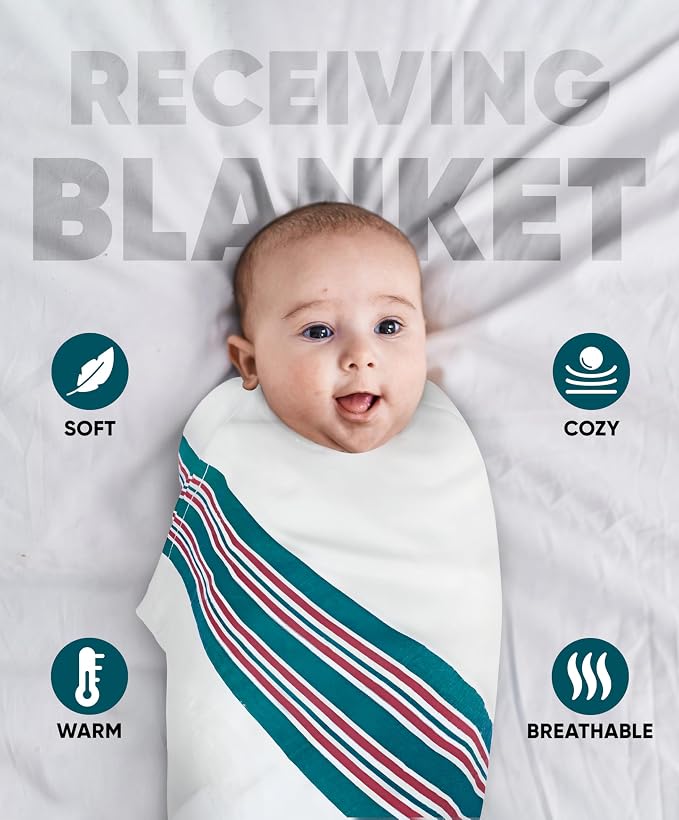 Avalon Bedding Cotton Receiving Blankets - (Pack of 6) Size 30x40 Inch, 100% Soft Cotton, Hospital Swaddles for Newborns, Hospital Swaddles Blankets, Perfect for Swaddling and Wrapping
