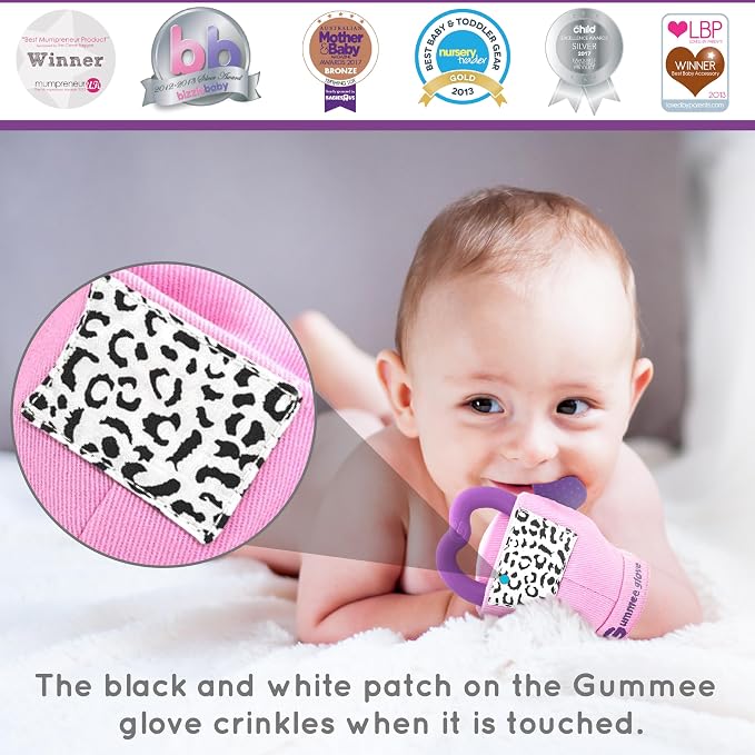 Gummee Turquoise Baby Teething Mitten Glove – Teether for Babies 3–6 Months, Self-Soothing Chew Toy with Detachable Silicone Heart Teether, Wrist Teether, BPA Free