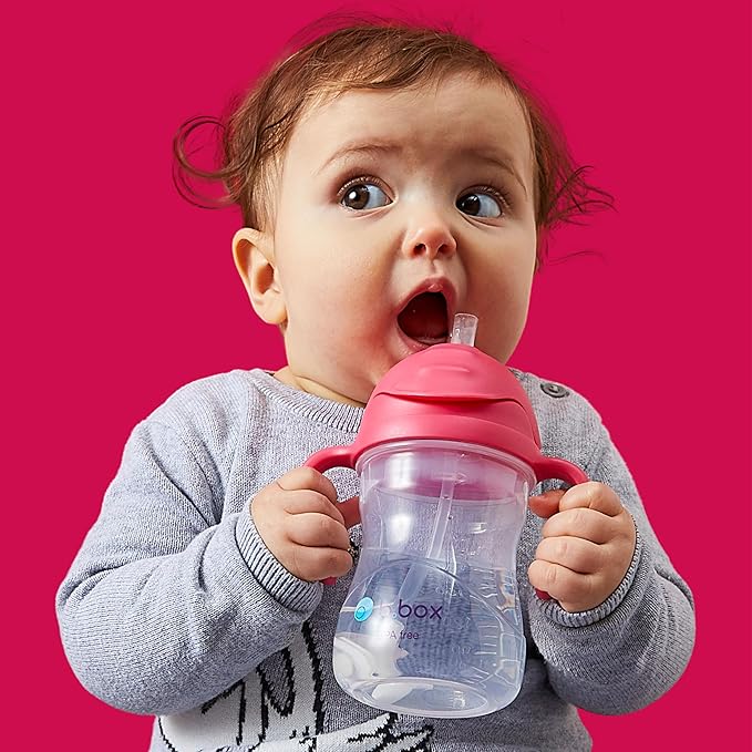 b.box Sippy Cup with Weighted Straw (2-Pack). Leak Proof, Easy Grip. BPA Free & Dishwasher Safe. Ideal for Babies 6m+ to Toddlers (pistachio + apple, 8oz)