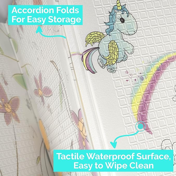 JumpOff Jo Foldable Foam Play Mat ??Large Waterproof Baby & Toddler Activity Floor Mat, Double-Sided 70 x 59 Inch Play Surface