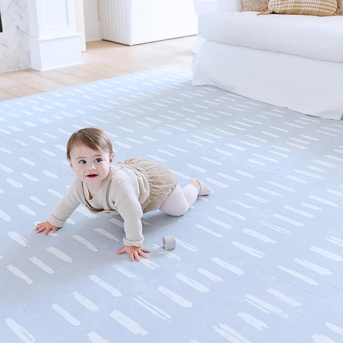 Little Landings Baby Play Mat for Floor - Shoreline (6x8ft) - Premium EVA Foam Play Mat for Babies & Toddlers (Ages 0-5+) Non-Toxic Playmat for Tummy Time, Crawling & Playroom - Stylish & Comfortable