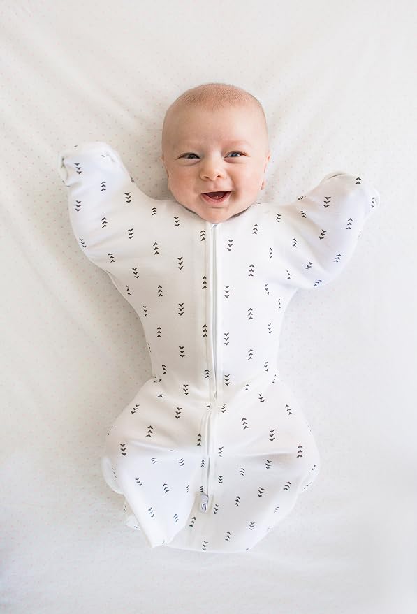 SwaddleDesigns Transitional Swaddle Sack, Arms Up Half-Length Sleeve Mitten Cuff, Most Gradual Transition Swaddle for Newborn