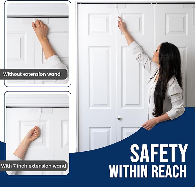 (2- Pack) - Safety Innovations Bi-fold Door Lock - Closet Protection Child and Pet Proof Bi-fold Door Lock - Tool-Free Installation - Unbreakable Clear Polycarbonate - for 1 3/8" Thick Wood Doors