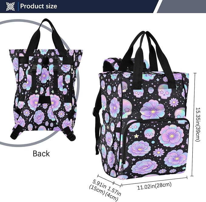 Holographic Pastel Sugar Skulls Diaper Bag Stroller Straps Large Cap