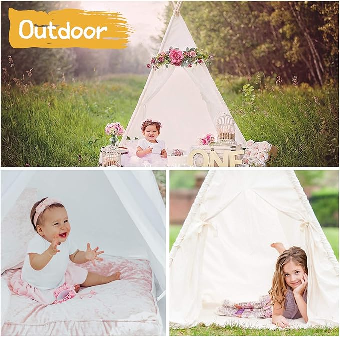 Teepee Play Tent for Kids with Carry Case, Foldable Girls Playhouse Toy Tent, Gift for Baby Toddler to Play Game Indoor and Outdoor