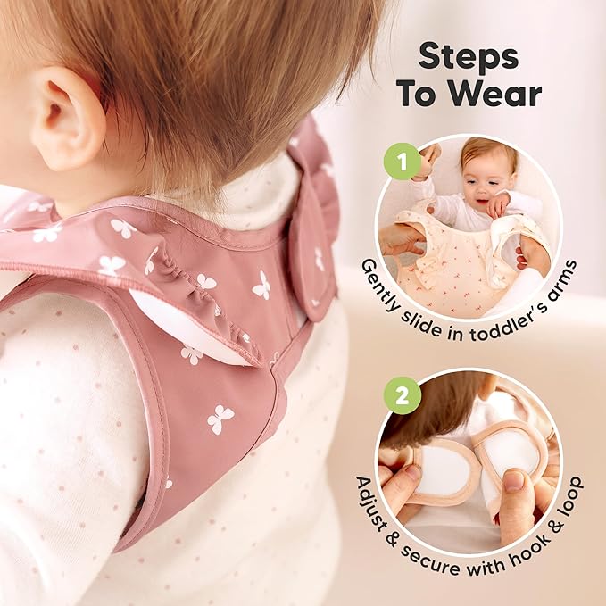 KeaBabies Waterproof Bibs for Baby Girl,Boy ??2-Pack Lightweight, Large Baby Bibs for Eating, Wearable Food Catcher, 6-12 Months Infant Feeding Essentials, Smock for Toddlers 1-3, Kids (Butterflies)