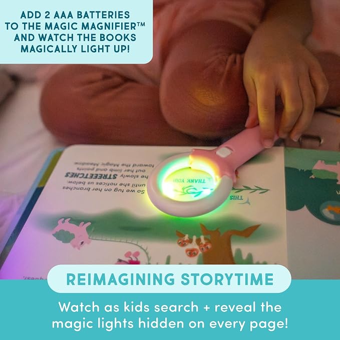 Glo Pals Water Activated Light-Up Story Book Sensory Bath Toy Bundle with Interactive Book, Magic Magnifier, 2 Reusable Cubes and Character, Princess Ida