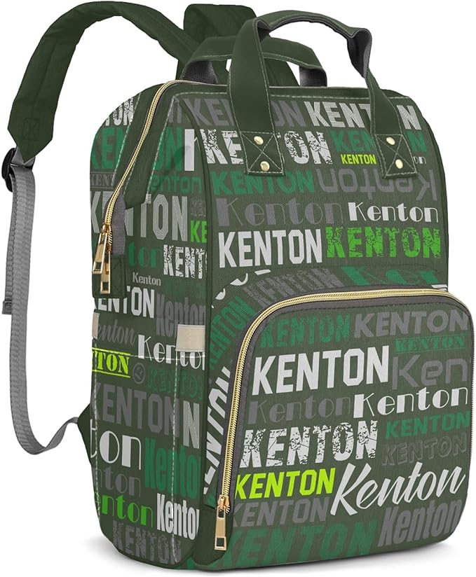 Custom Name Boy Baby Bags, Nylon Personalized Diaper Bag Backpack for Baby Boy Mom, Green, Large Capacity, Waterproof, Multifunctional, Adjustable Shoulder Straps