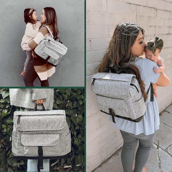 MOMINISDE Mini Diaper Bag Backpack, Small Diaper Bag, Mini Diaper Bag, Diaper Bag Organizers, 4 Insulated Pockets, Changing Pad, Stroller Straps