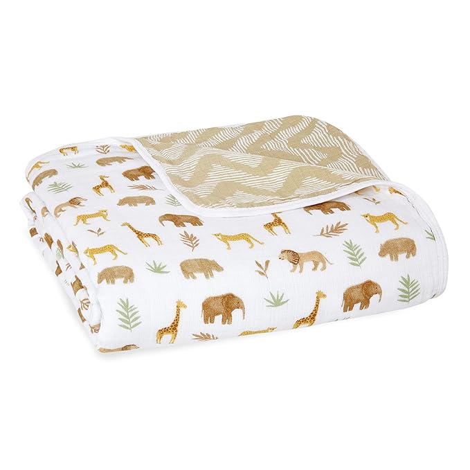 aden + anais Essentials Dream Blanket, Muslin Baby Blankets for Girls & Boys, Ideal Lightweight Newborn Nursery & Crib Blanket, Tanzania