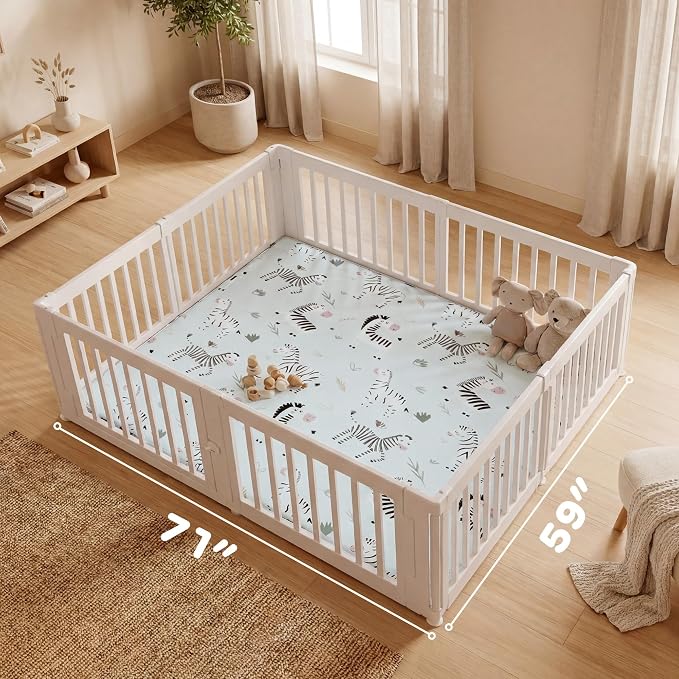 1.5" Thick Premium Baby Floor Play Mat, 71x59 Over-Sized Padded Memory Foam Mat, Tummy Time Crawling Playmat for Nursery Kids Playroom, Zebra