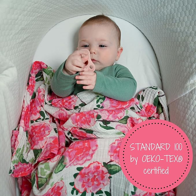 LollyBanks Muslin Swaddle Blankets, 100% Cotton Baby Swaddle Blanket for Girls, Soft and Large 47 x 47 Inches Newborn Swaddle, Breathable Baby Receiving Blankets, Registry (Flamingo and Flower 3 Pack)