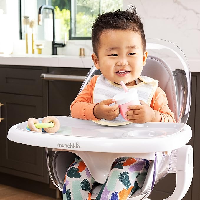 Munchkin Straw Cup with Removable Lid, for Babies and Toddlers 6 Months and Up, 4 Ounce, Silicone, Coral/Pink