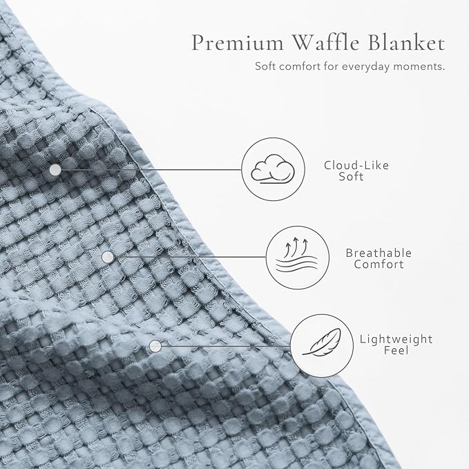 Konssy Waffle Baby Blanket - Soft & Cozy Nursery Swaddle Blanket, Lightweight Toddler Throw for Boys & Girls, Ideal for Wrapping(Blue)