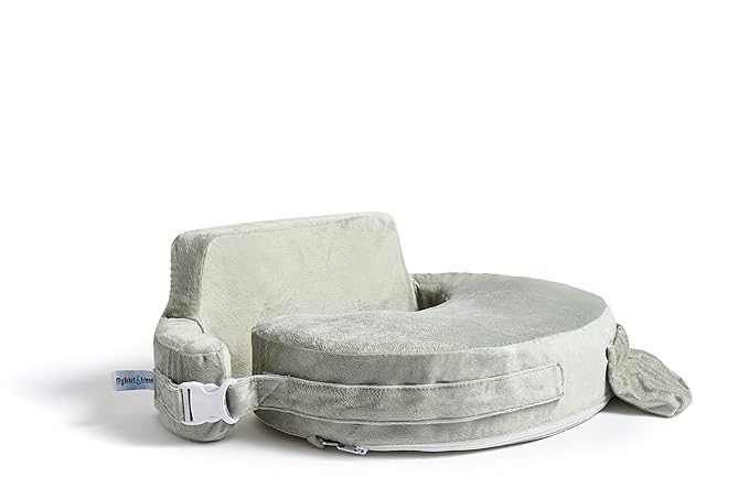My Brest Friend Super Deluxe Nursing Pillow - Enhanced Comfort & Ergonomic Breastfeeding Pillow for Ultimate Support For Mom & Baby - Adjustable and with Handy Side Pocket, Platinum