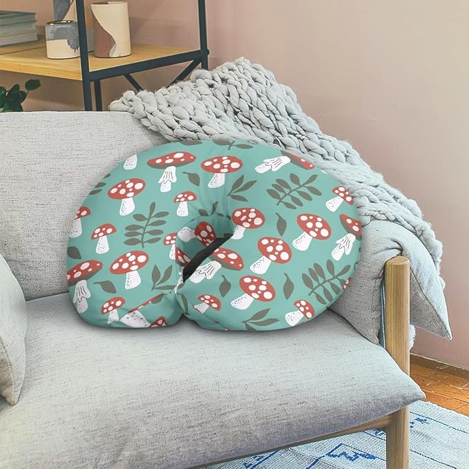 Mushroom Leaves Nursing Pillow Cover, Washable & Breathable Nursing Pillow Case for Newborn Breastfeeding Pillow Slipcover for Baby Boys & Girls